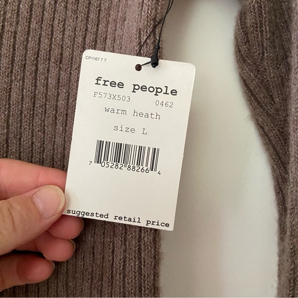 NWT Free People Sweater Brown Wool with Gold Shimmer Embellishment Size Large - Picture 6 of 13